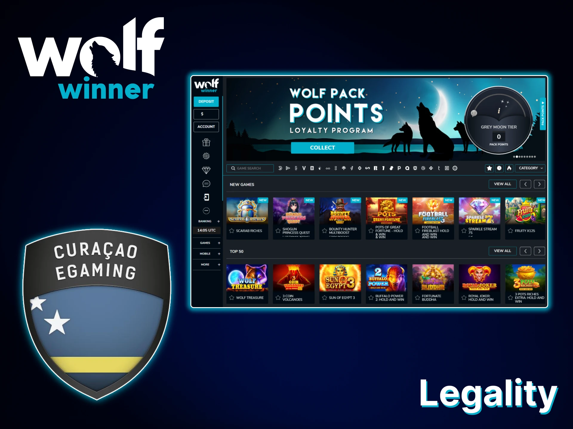 The official Wolf Winner website is completely legal for players from Australia.