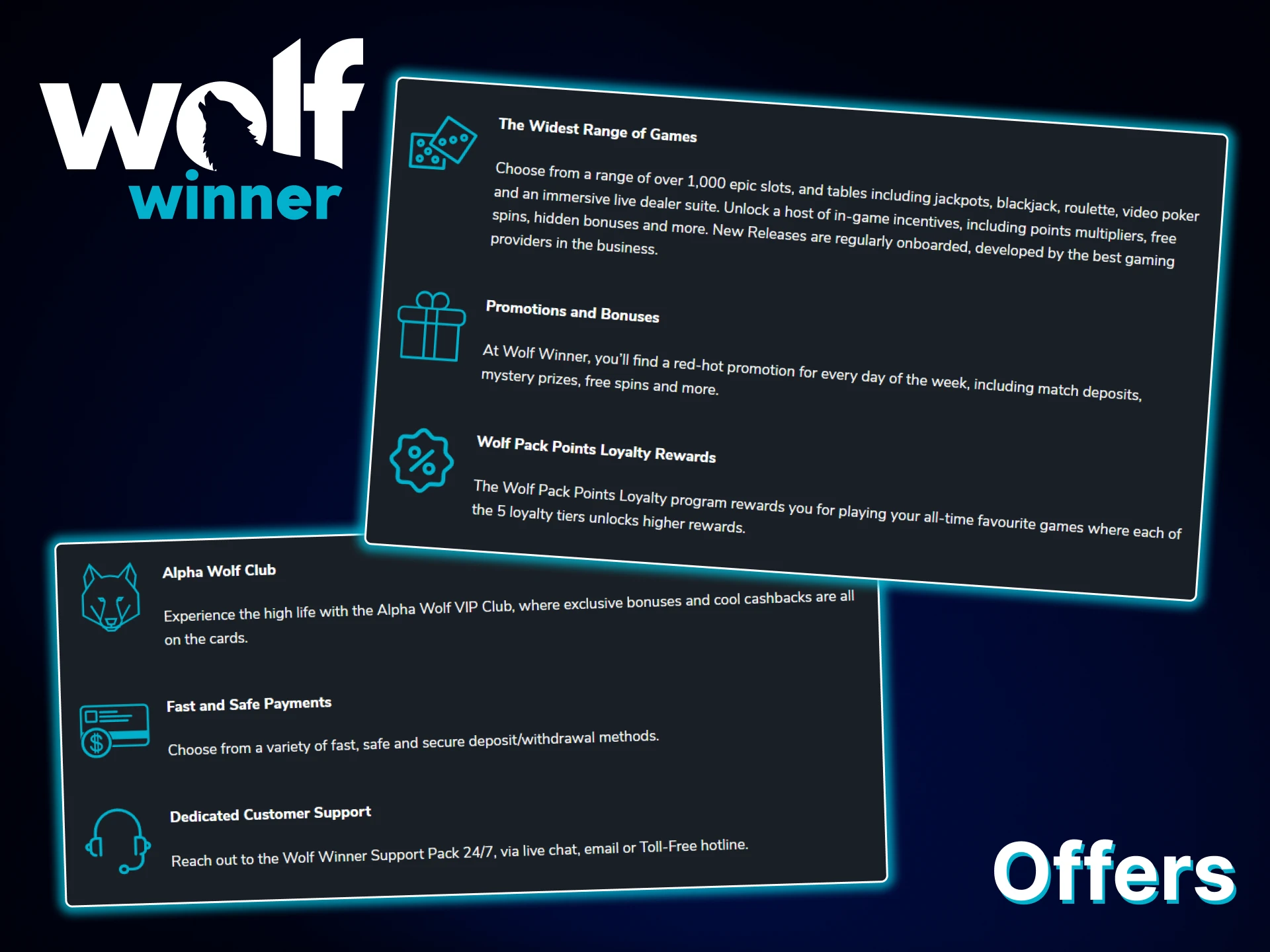 Wolf Winner offers a wide range of games and promotions, a loyalty program, and support.