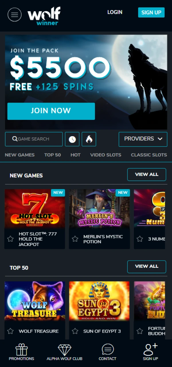 Wolf Winner has a user-friendly interface and quick navigation.