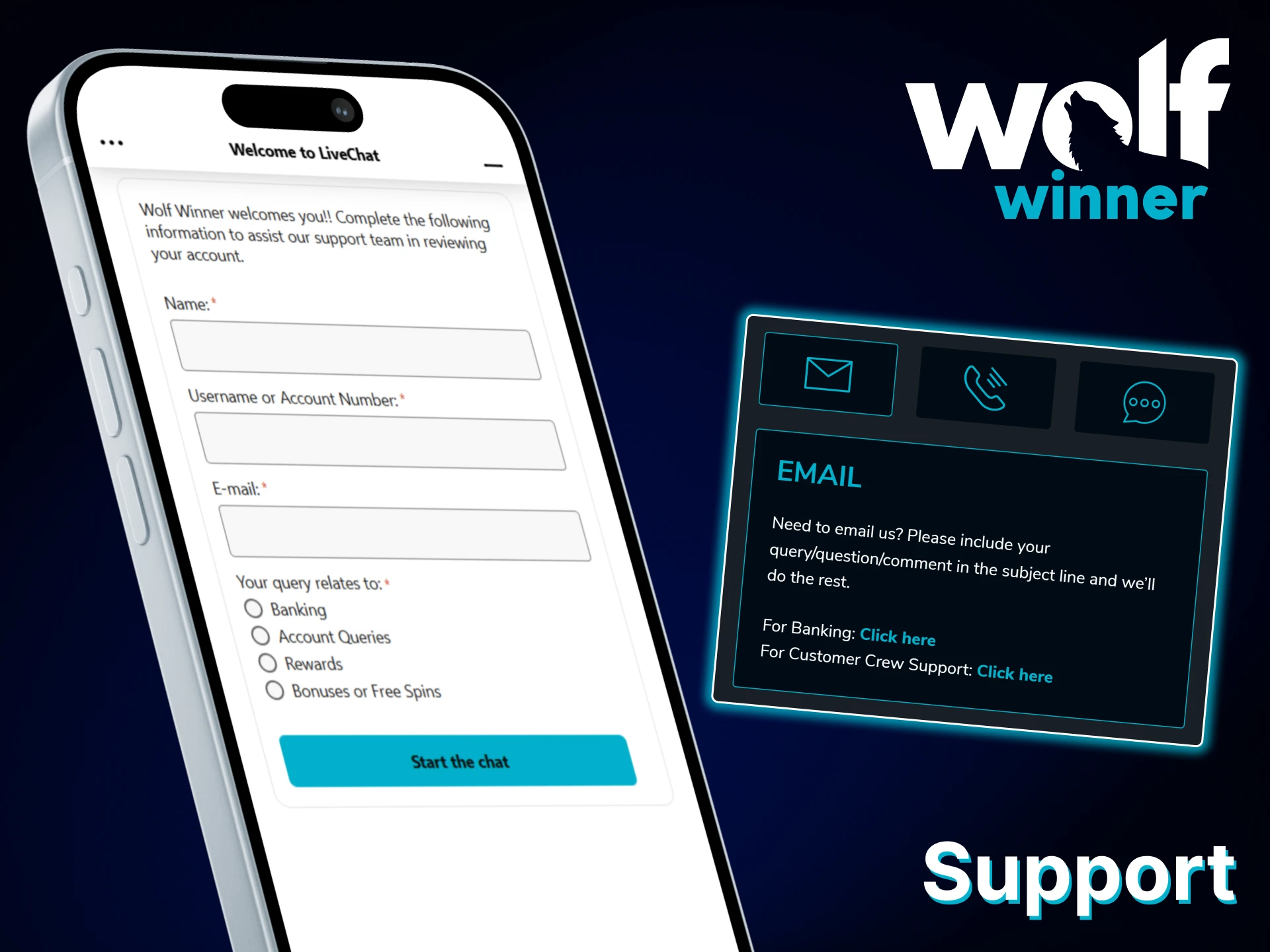 If you have any problems with the Wolf Winner app, contact customer support.