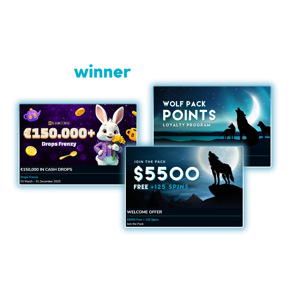 Use Wolf Winner's bonuses to increase your account size and possible bets.