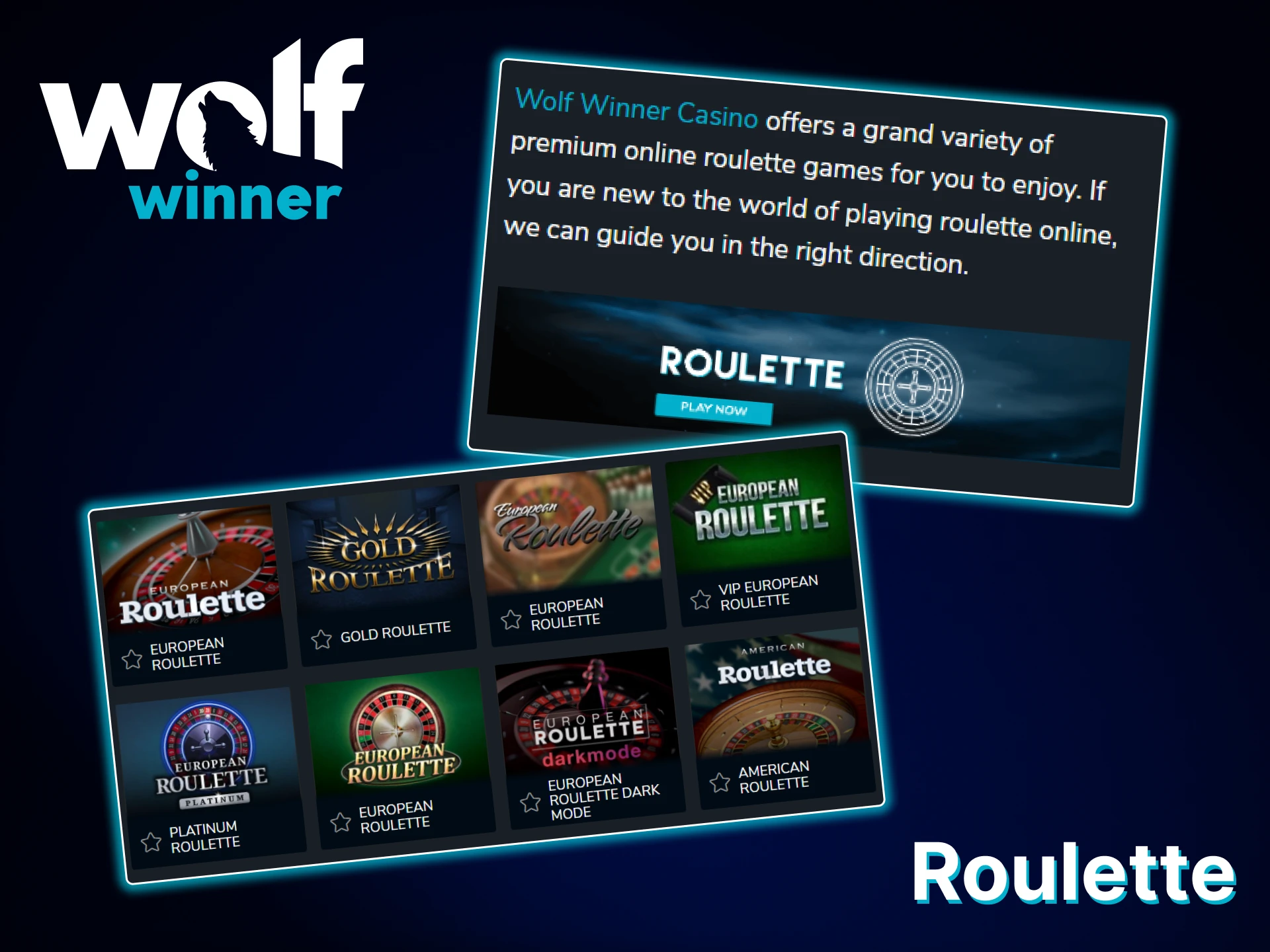 Select a roulette game to play on the Wolf Winner platform.