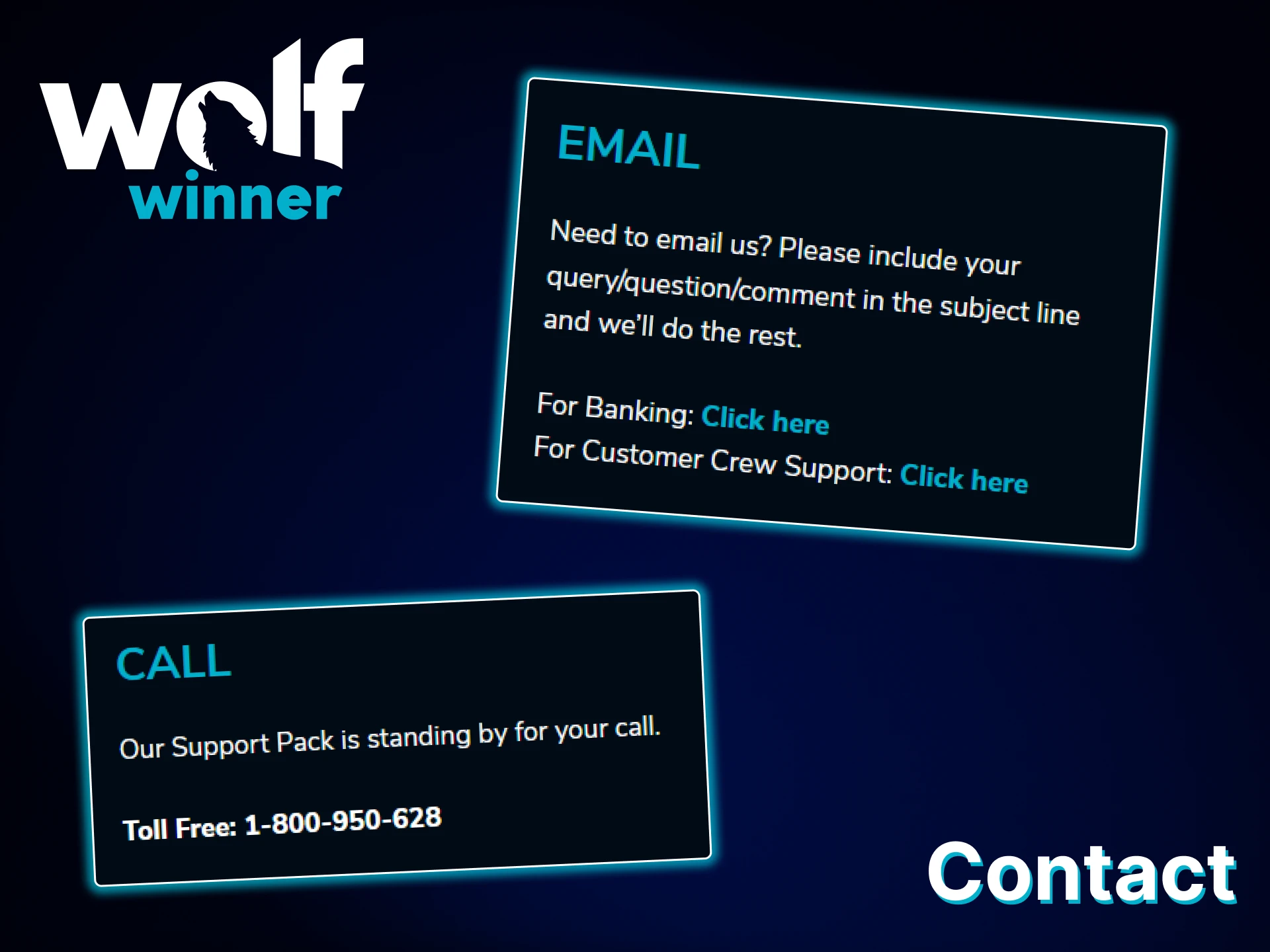 Contact Wolf Winner customer support to get answers to your questions.