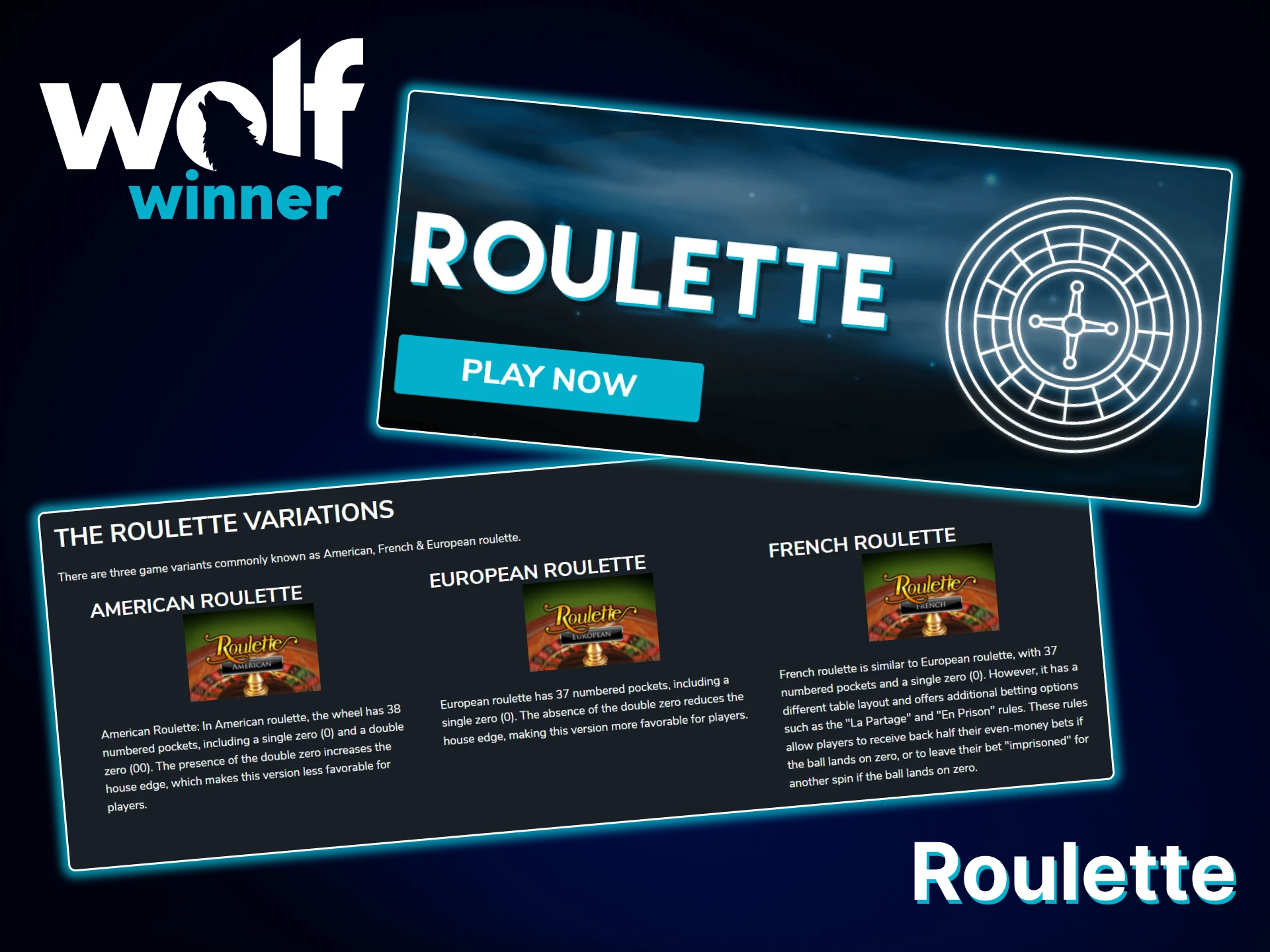 Enjoy playing a wide variety of roulette games at Wolf Winner.