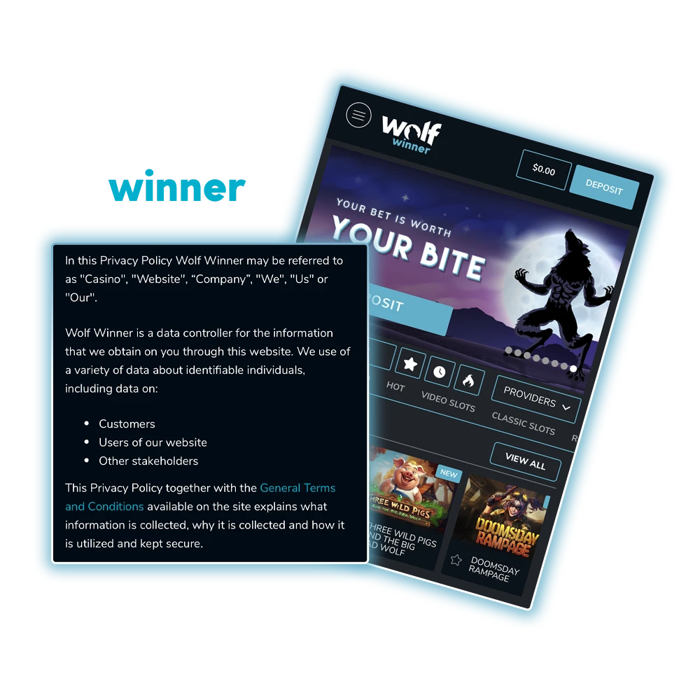 By choosing Wolf Winner Casino you ensure your data is kept as secure and private as possible.