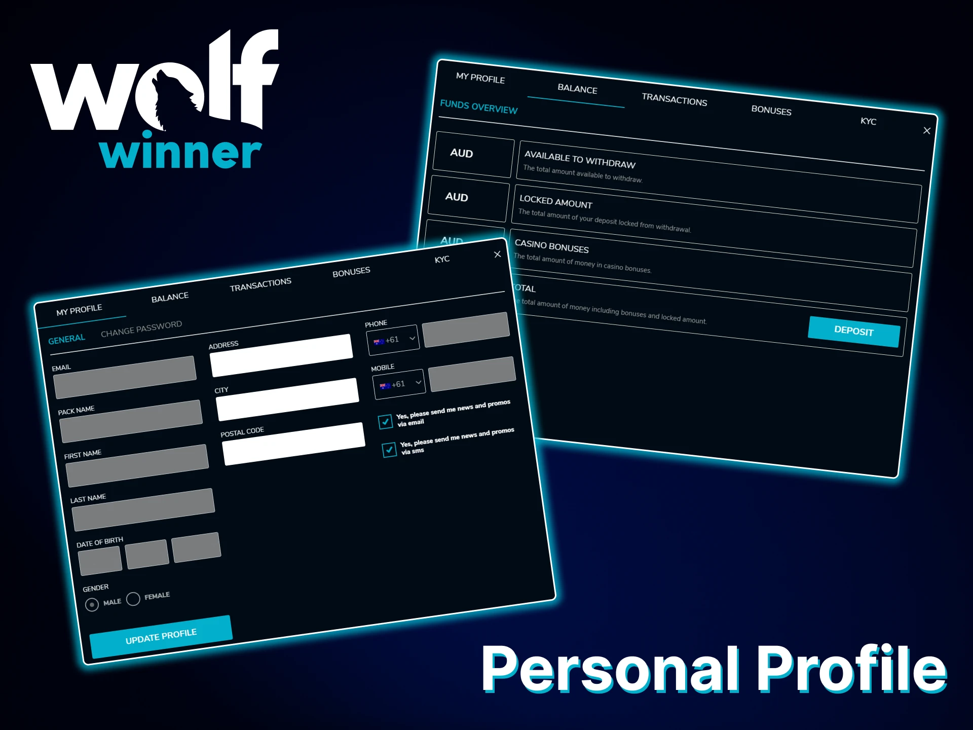 Check the settings in your Wolf Winner personal profile.